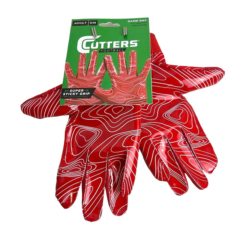 Cutters Game Day Receiver Gloves  Adult Size S/M  Football  NWT  Red  🏈